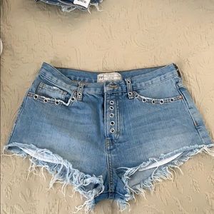 High waisted denim shorts